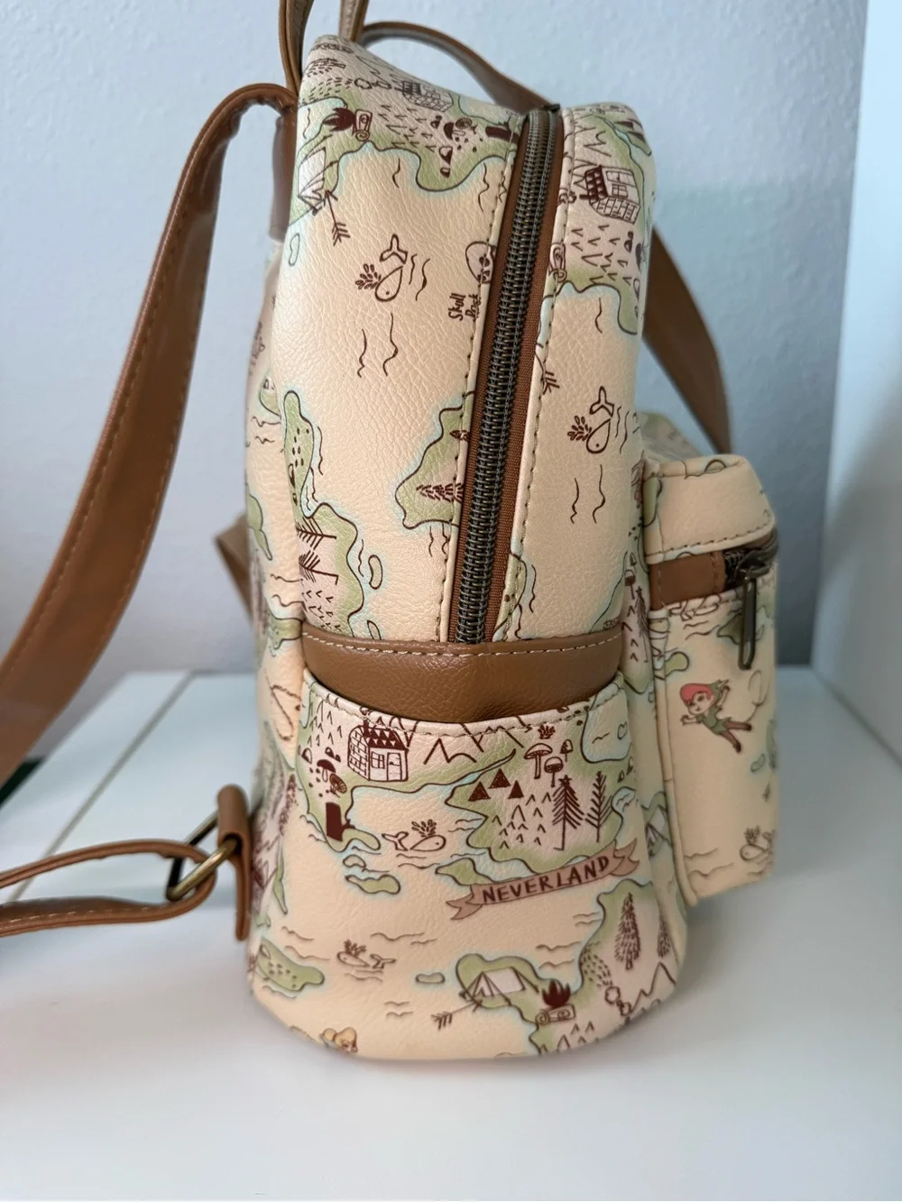 Disney Loungefly Peter Pan Neverland Map Mini Backpack Skull Rock Tinker Bell